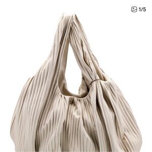 Nanushka Pleated Hobo Shoulder Bag in Cream